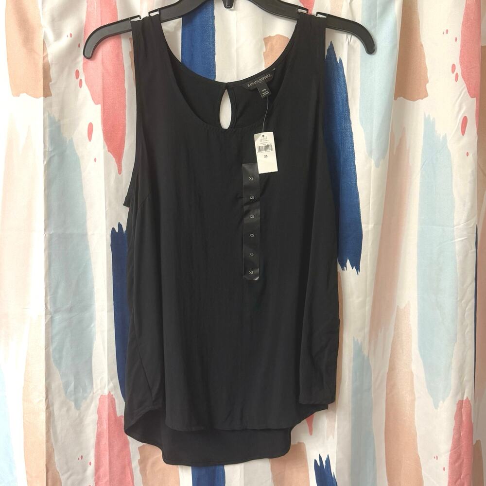 Banana Republic Black Viscose High Low Sleeveless Blouse Size XS